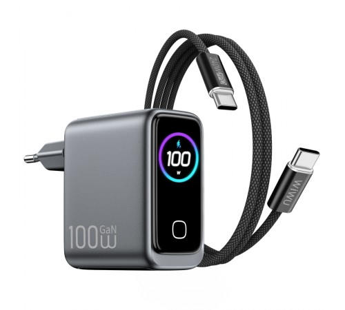 МЗП WIWU CHG300 Voyager PD100W+QC3.0 (1USB-A/2C) + кабель Type-C to Type-C Grey