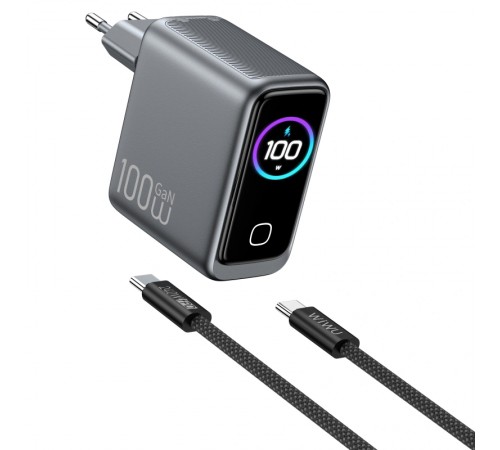 МЗП WIWU CHG300 Voyager PD100W+QC3.0 (1USB-A/2C) + кабель Type-C to Type-C Grey