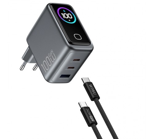 МЗП WIWU CHG300 Voyager PD100W+QC3.0 (1USB-A/2C) + кабель Type-C to Type-C Grey