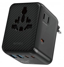 Мережевий універсальний перехідник WIWU UA010 Warrior GaN 45W + 2USB-A/3C Black