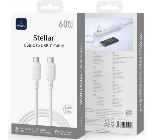 Дата кабель WIWU C090 Stellar Type-C to Type-C 60W (1m) White