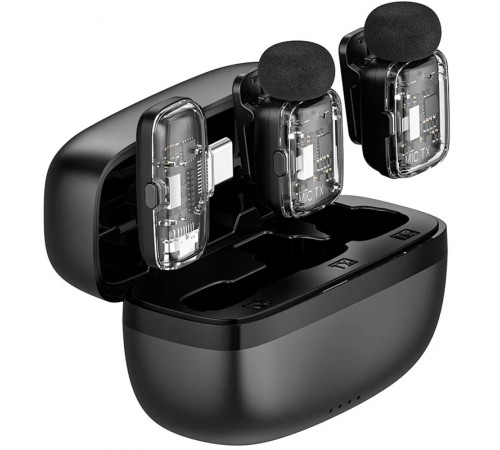 Петличний бездротовий мікрофон WIWU WM008 Dual-mic ANC Type-C Black