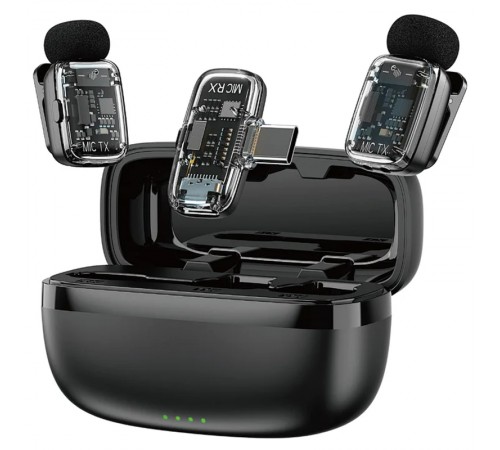 Петличний бездротовий мікрофон WIWU WM008 Dual-mic ANC Type-C Black