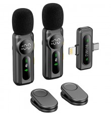 Петличний бездротовий мікрофон WIWU WM007 Dual-mic (Lightning/Type-C) Black