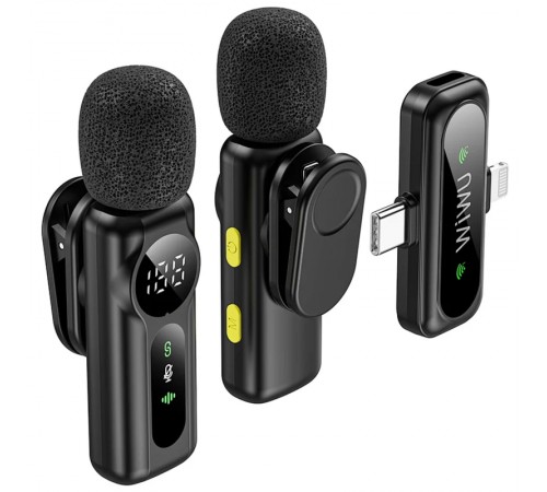 Петличний бездротовий мікрофон WIWU WM007 Dual-mic (Lightning/Type-C) Black