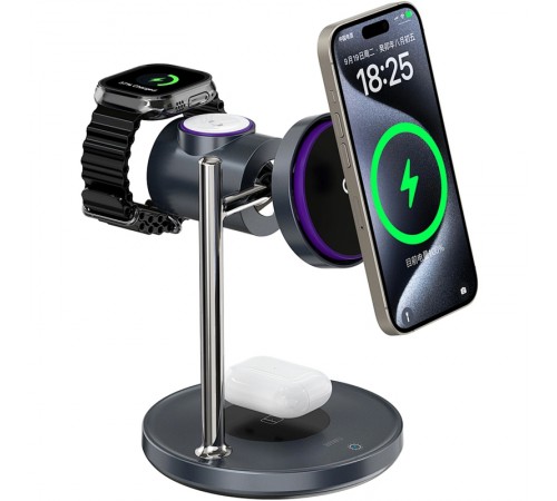 БЗП WIWU Wi-W041 Space Qi2 3 in 1 wireless charger Black