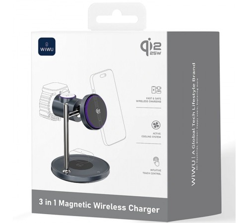 БЗП WIWU Wi-W041 Space Qi2 3 in 1 wireless charger Black