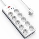 Подовжувач WIWU S008 Power Strip PD20W (2USB-A/2C/10xSocket) (2m) White
