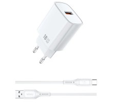 МЗП WIWU G006 Essen QC3.0 18W GaN (1USB-A) + кабель USB to Type-C White
