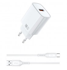 МЗП WIWU G006 Essen QC3.0 18W GaN (1USB-A) + кабель USB to Type-C White