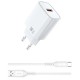 МЗП WIWU G006 Essen QC3.0 18W GaN (1USB-A) + кабель USB to Type-C White