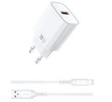 МЗП WIWU G006 Essen QC3.0 18W GaN (1USB-A) + кабель USB to Lightning White