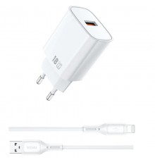 МЗП WIWU G006 Essen QC3.0 18W GaN (1USB-A) + кабель USB to Lightning White