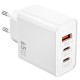 МЗП WIWU G005 Essen PD65W+QC3.0 GaN (1USB-A/2C) White