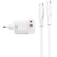 МЗП WIWU G018 Cube PD33W+QC3.0 GaN (1USB-A/1C) + кабель Type-C to Type-C White
