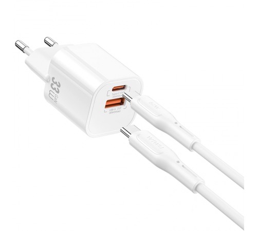 МЗП WIWU G018 Cube PD33W+QC3.0 GaN (1USB-A/1C) + кабель Type-C to Type-C White