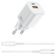МЗП WIWU G018 Cube PD33W+QC3.0 GaN (1USB-A/1C) + кабель Type-C to Lightning White