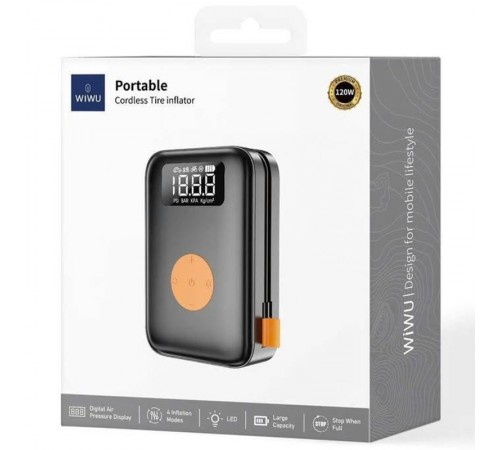 Автомобільний насос WIWU Ai003 Cordless Tire portable smart air pump Black