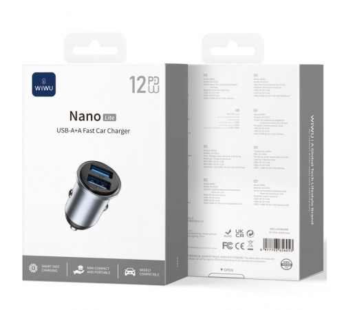 АЗП WIWU CC031 Nano Lite 12W (2USB-A) Gray
