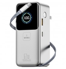 Портативний ЗП Power Bank WIWU PM501 Power Mega PD67W with cable 15000 mAh Silver