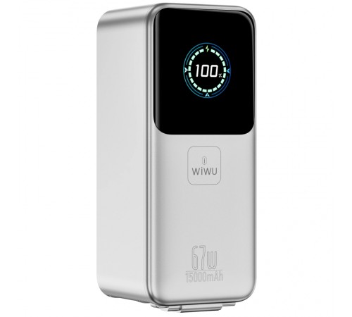 Портативний ЗП Power Bank WIWU PM501 Power Mega PD67W with cable 15000 mAh Silver