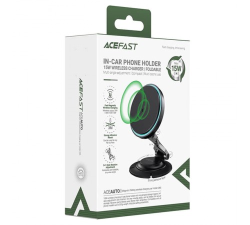 Автотримач з БЗП Acefast D65 Magnetic Wireless Charging 15W Black
