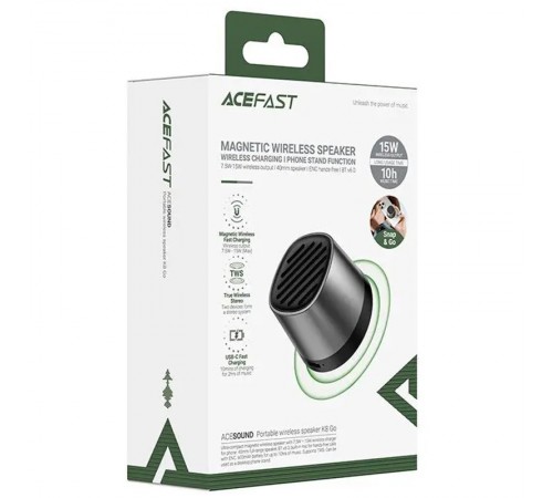 Bluetooth Колонка Acefast K8 + БЗП 15W Black
