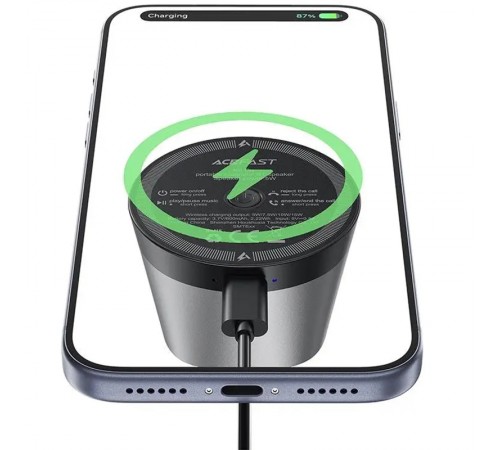 Bluetooth Колонка Acefast K8 + БЗП 15W Black