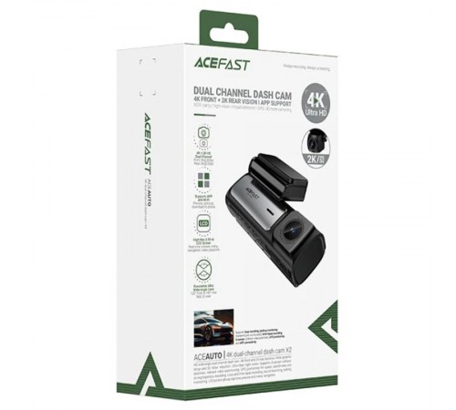 Відеореєстратор Acefast X2 2-inch display with rear camera (4K+2K) Black