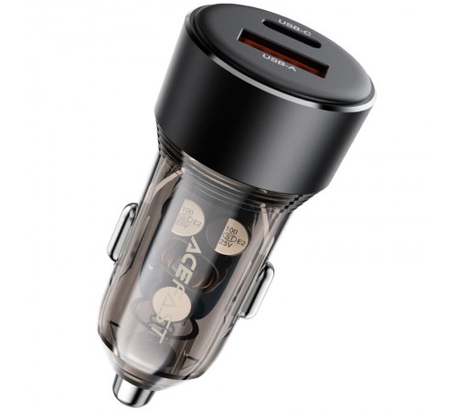 АЗП Acefast B12 PD30W+QC3.0 total 60W (1USB-A/1C) Black