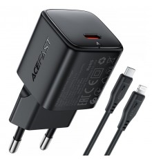 МЗП Acefast A117 mini PD20W GaN (1USB-C) + кабель Type-C to Lightning Black