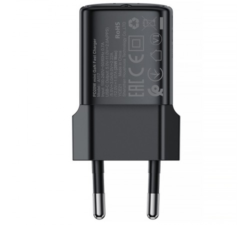 МЗП Acefast A117 mini PD20W GaN (1USB-C) + кабель Type-C to Lightning Black