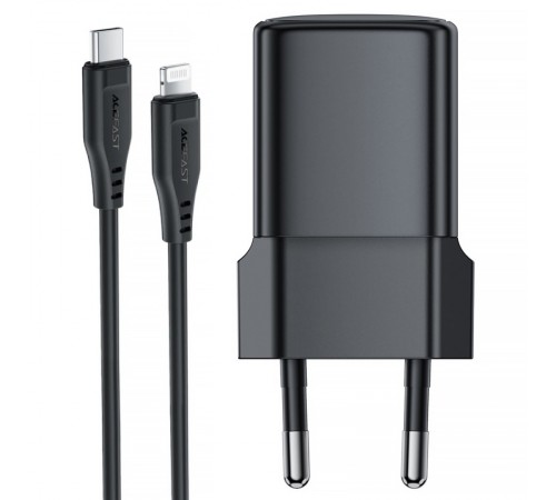 МЗП Acefast A117 mini PD20W GaN (1USB-C) + кабель Type-C to Lightning Black