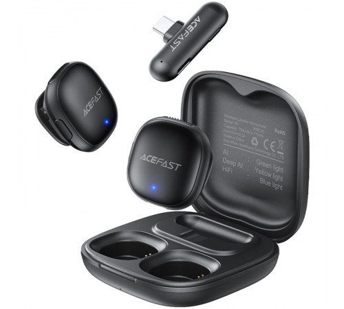 Петличний бездротовий мікрофон Acefast R1 Lightning Black
