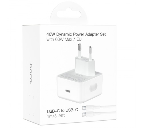 МЗП Hoco C161A Speed PD40W (1USB-C) + кабель Type-C to Type-C White