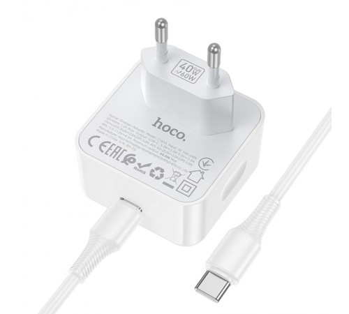 МЗП Hoco C161A Speed PD40W (1USB-C) + кабель Type-C to Type-C White