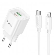 МЗП Hoco C147A PD20W+QC3.0 (1USB-A/1C) + кабель Type-C to Lightning White