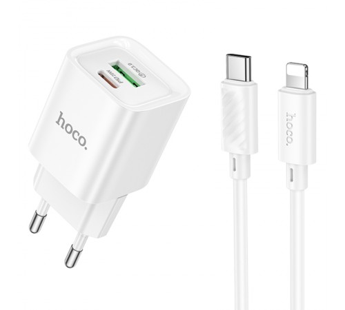 МЗП Hoco C147A PD20W+QC3.0 (1USB-A/1C) + кабель Type-C to Lightning White