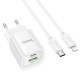 МЗП Hoco C147A PD20W+QC3.0 (1USB-A/1C) + кабель Type-C to Lightning White