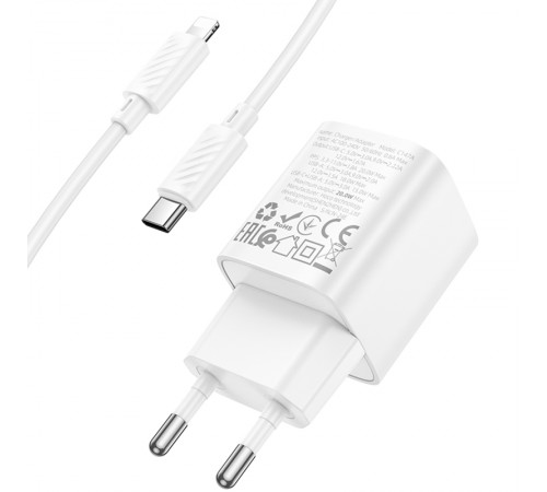 МЗП Hoco C147A PD20W+QC3.0 (1USB-A/1C) + кабель Type-C to Lightning White