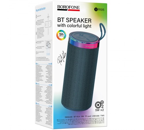 Bluetooth Колонка Borofone BR105 Loud sports Navy Blue