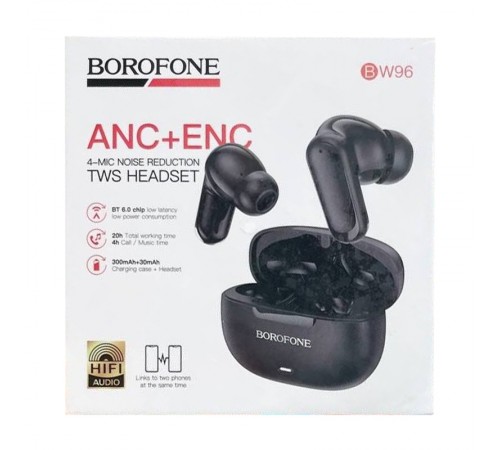 Бездротові TWS навушники Borofone BW96 Mellow ANC+ENC Black