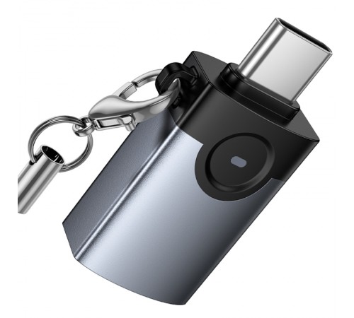Перехідник Hoco UA46C Type-C Male to USB Female USB3.0 Metal gray