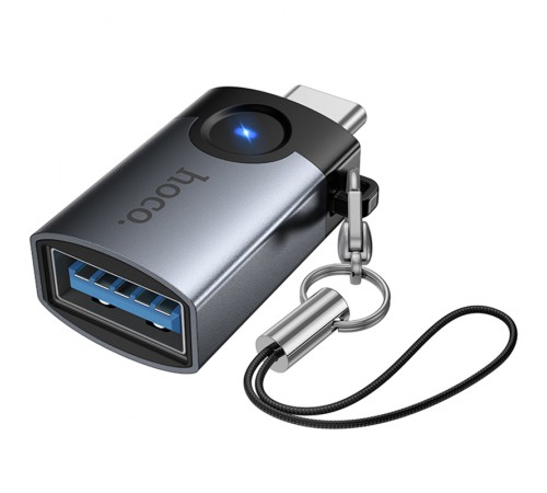 Перехідник Hoco UA46C Type-C Male to USB Female USB3.0 Metal gray