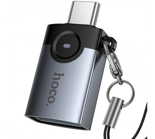 Перехідник Hoco UA46C Type-C Male to USB Female USB3.0 Metal gray