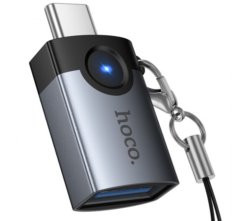 Перехідник Hoco UA46C Type-C Male to USB Female USB3.0 Metal gray