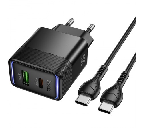 МЗП Hoco CS112A Lounge PD30W+QC3.0 (1USB-A/1C) + кабель Type-C to Type-C Black
