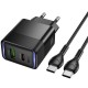 МЗП Hoco CS112A Lounge PD30W+QC3.0 (1USB-A/1C) + кабель Type-C to Type-C Black