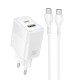 МЗП Hoco CS112A Lounge PD30W+QC3.0 (1USB-A/1C) + кабель Type-C to Type-C White