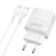 МЗП Hoco CS112A Lounge PD30W+QC3.0 (1USB-A/1C) + кабель Type-C to Type-C White